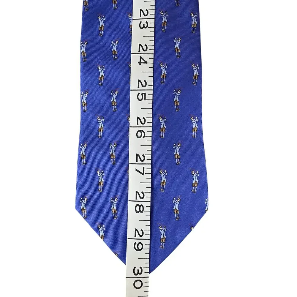 Vintage Brooks Brothers Makers Golfer Tie Italian 100% Silk Blue Made in USA